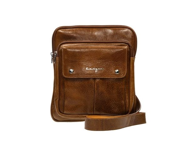 Suburban Leather Crossbody Bag For Men - Dark Brown, Brown Color