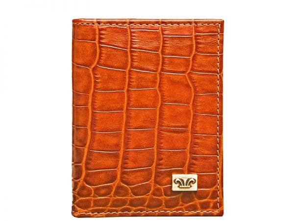 Wittet Croco Leather Business Card Holder in black & brown color KWC922