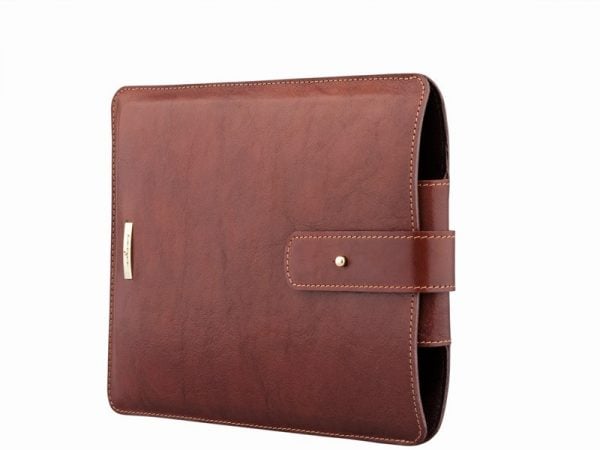 Full grain calf leather iPad Slipcase in brown color.