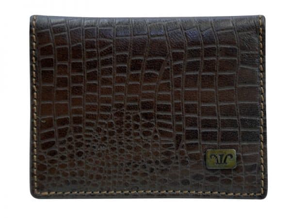 Wittet Croco Leather Card Holder For Men - Brown Color - Italian Leather